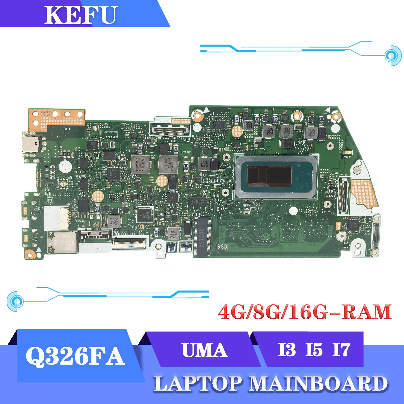

KEFU ноутбук, планшетофон Q326FA Q326F Q326, материнская плата для ноутбука I3 I5 I7 8-го поколения, 4 ГБ/8 ГБ/16 ГБ-ОЗУ