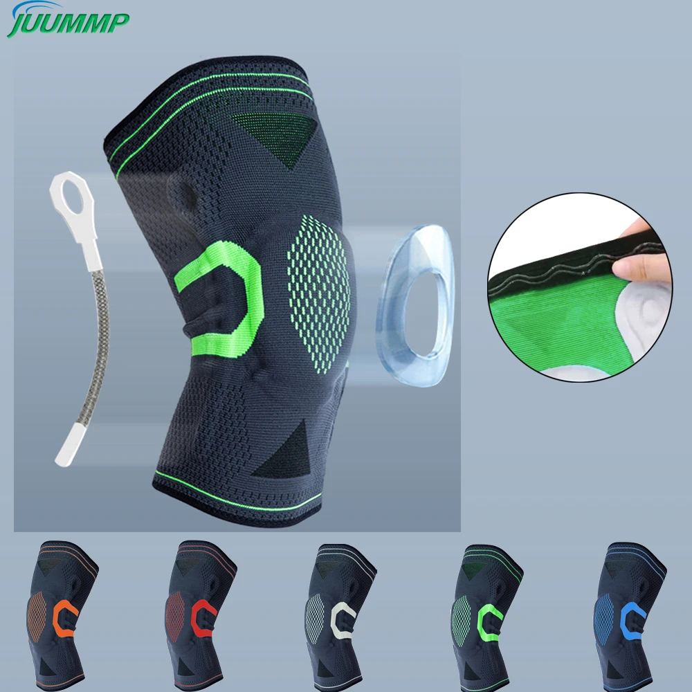 

Sport Knee Pads Silicone Spring Full Knee Brace Strap Patella Medial Support Strong Meniscus Compression Protection Run Basket