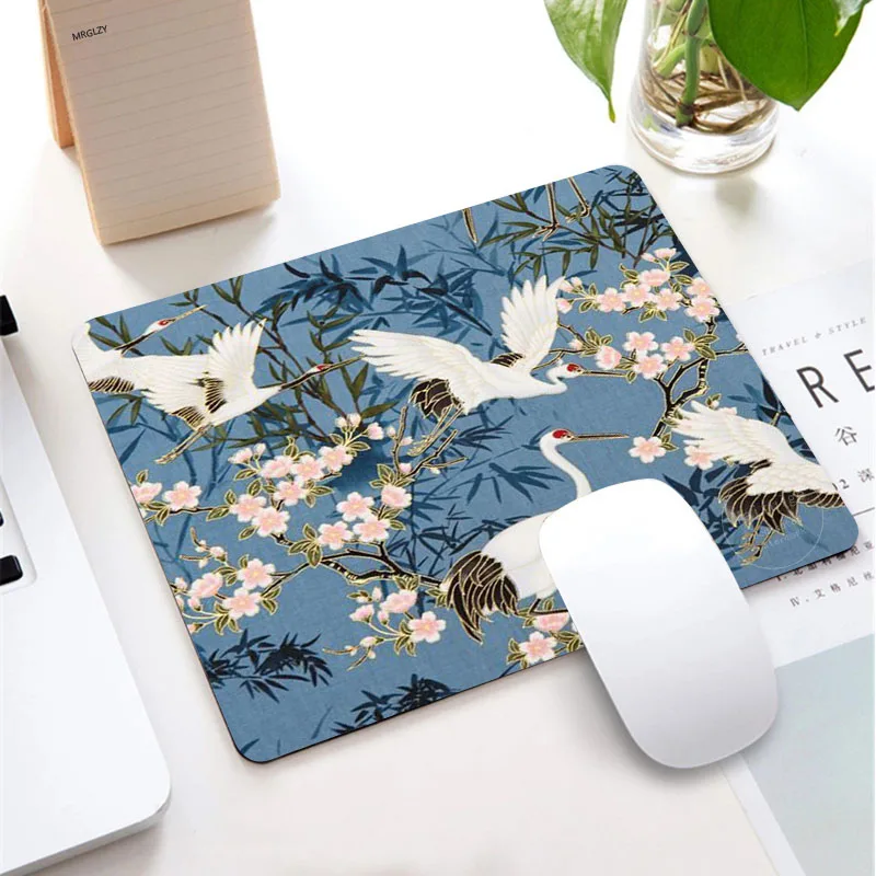 

220X180MM Japanese-style Crane Bird Small Rubber Mouse Pad MousePad Gamer Art Kaeyboard Pad Gaming Accessories Desk Mat for LOL