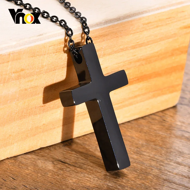 

Vnox Basic Thick Cross Necklace for Women Men, Stainless Steel Simple Jesus Christ Cross Pendant, Unisex Faith Neck Collar