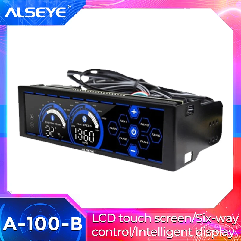 

ALSEYE a-100L(B) 12V вентилятор контроллер для вентилятора для управления компьютером сенсорный экран 6 каналов управления скоростью вентилятора д...