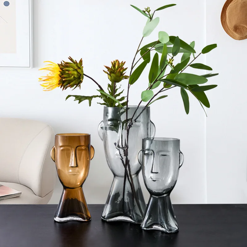 

Home Decor Glass Vase Face Model Nordic Decoration Home Table Decor Living Room Terrarium Decor Vase Decoration Household Gift