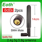 Двухдиапазонная Антенна EOTH, 2 шт., 2,4 ГГц, 5,8 ГГц, 8dbi, sma, мужская, wlan, Wi-Fi, модуль iot, роутер, приемник сигнала связи tp, антенна с высоким коэффициентом усиления