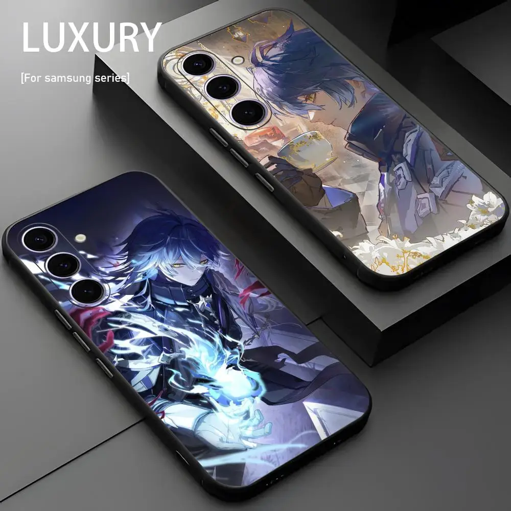 Фото Чехол для телефона Genshin Impact Flins для Samsung Galaxy S26 S25 S24 S23 S22 S21 Plus Ultra Note20, мягкий, черный №2