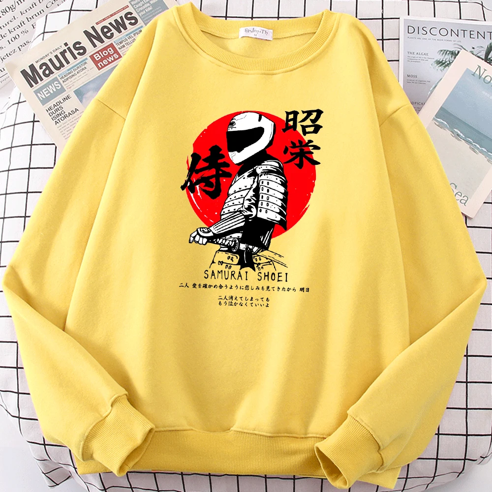 

Japan Samurai Warrior With Saber Tops Female Autumn All-Match Streetwear Funny Oversize Sweater Casual O-Neck Female Pullovers