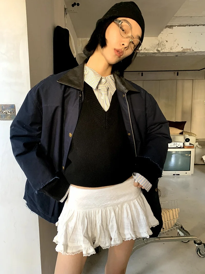 Lonslan 2023 осенне-зимняя новая универсальная стеганая верхняя одежда средней длины