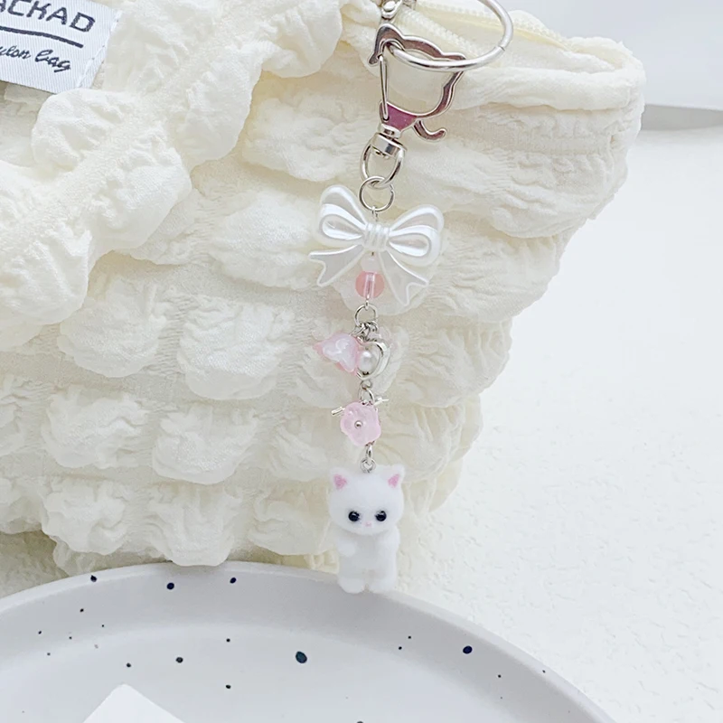 1 шт. держатель для автомобильных ключей флокированный брелок с котом бантом