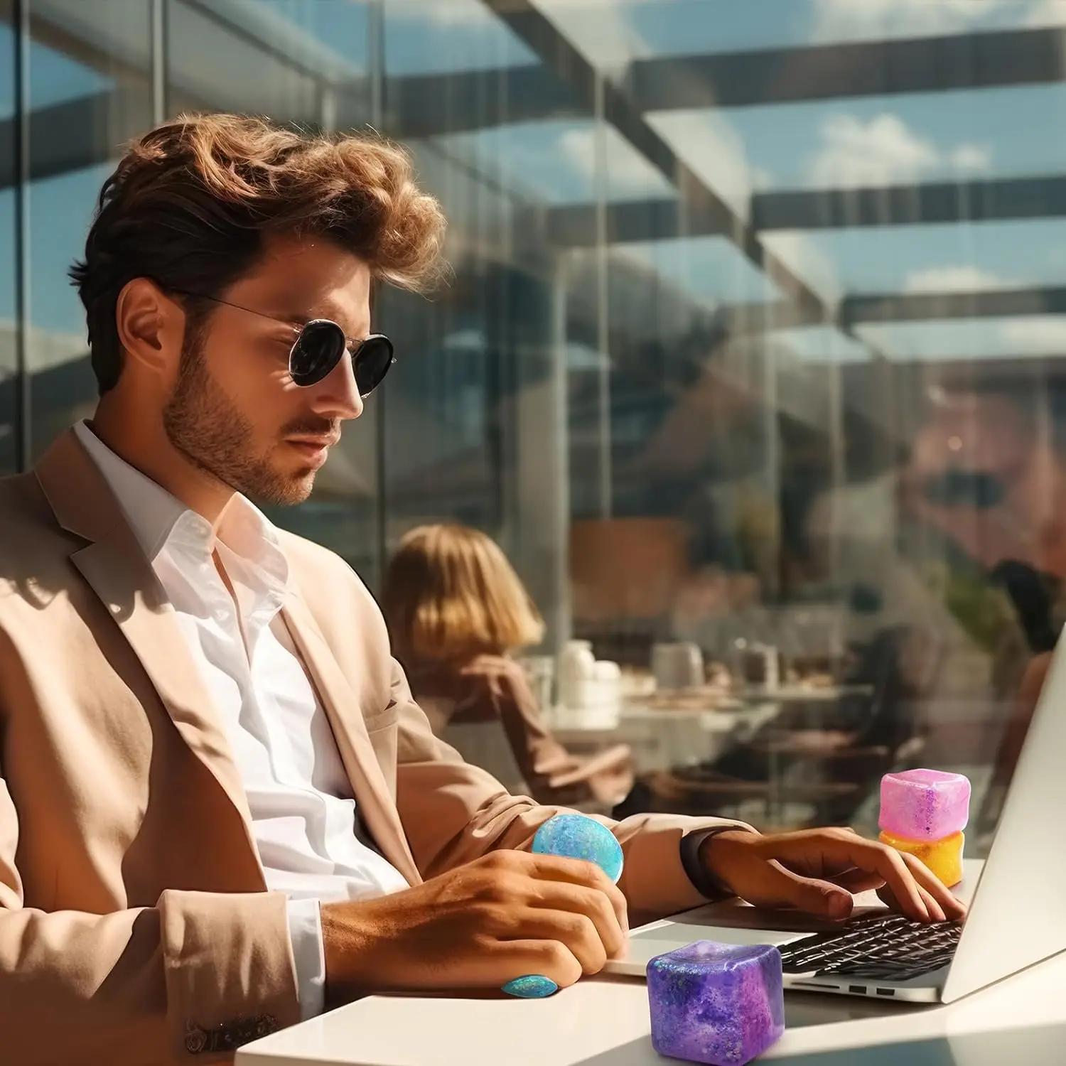 4 упаковки блестящие красивые квадратные антистрессовые кубики красочные льда