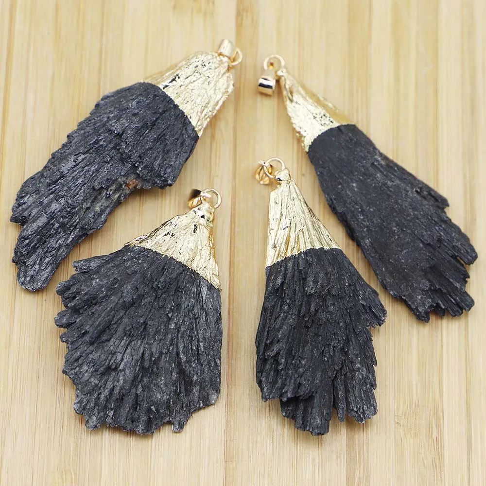 

[Free Shipping]Natural Black Tourmaline Original Ore Peacock Tail Pendant Gravel Necklace Jewelry Accessories Wholesale 3Pcs/Lot