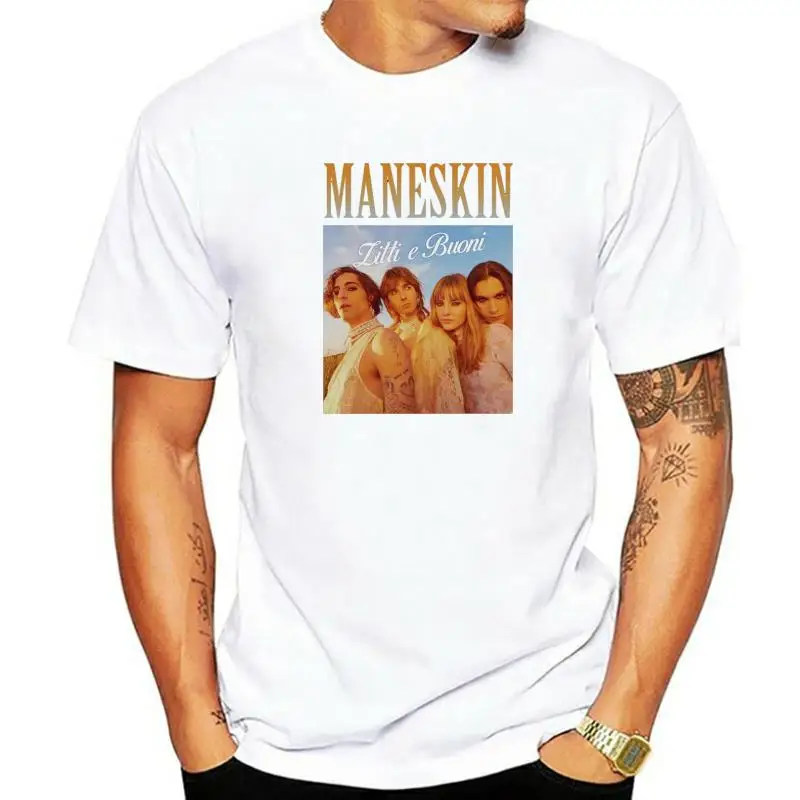 

Лидер продаж 2021, модная одежда Maneskin, хлопковые парные футболки с круглым вырезом, футболки с короткими рукавами, Мужская модная повседневна...