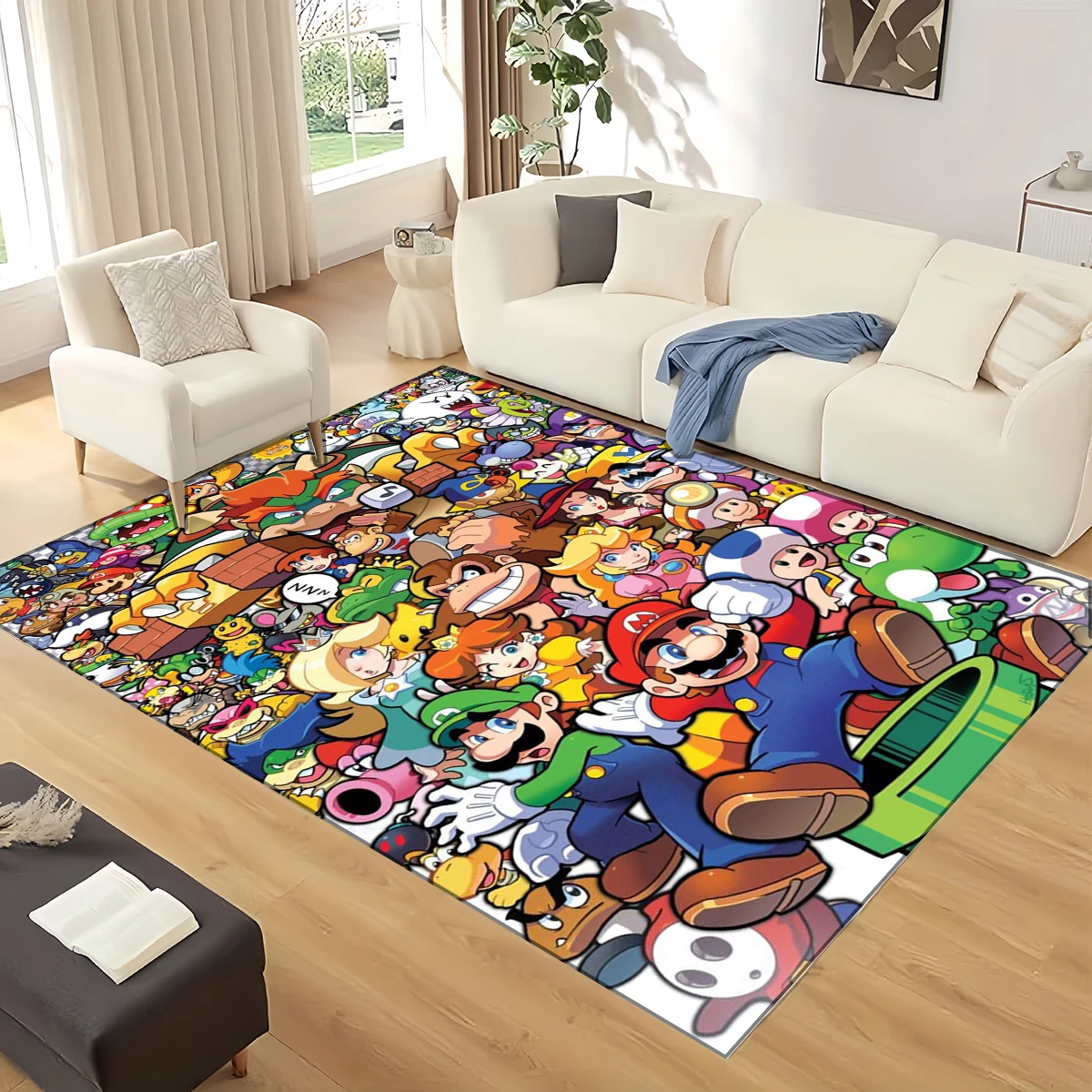 Ковер Sanrio Super Mario с героями мультфильмов для гостиной, спальни, домашнего дивана, украшение для детей, нескользящий напольный коврик для игр, Рождественский подарок (art.: 3920d2bc48549) - 3920d2bc48549