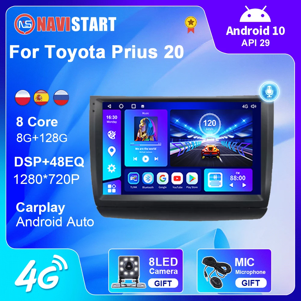 

NAVISTART Android 10 for Toyota Prius 20 Car Radio Multimedia Stereo GPS Navigation Carplay Android Auto No DVD Player 2 Din