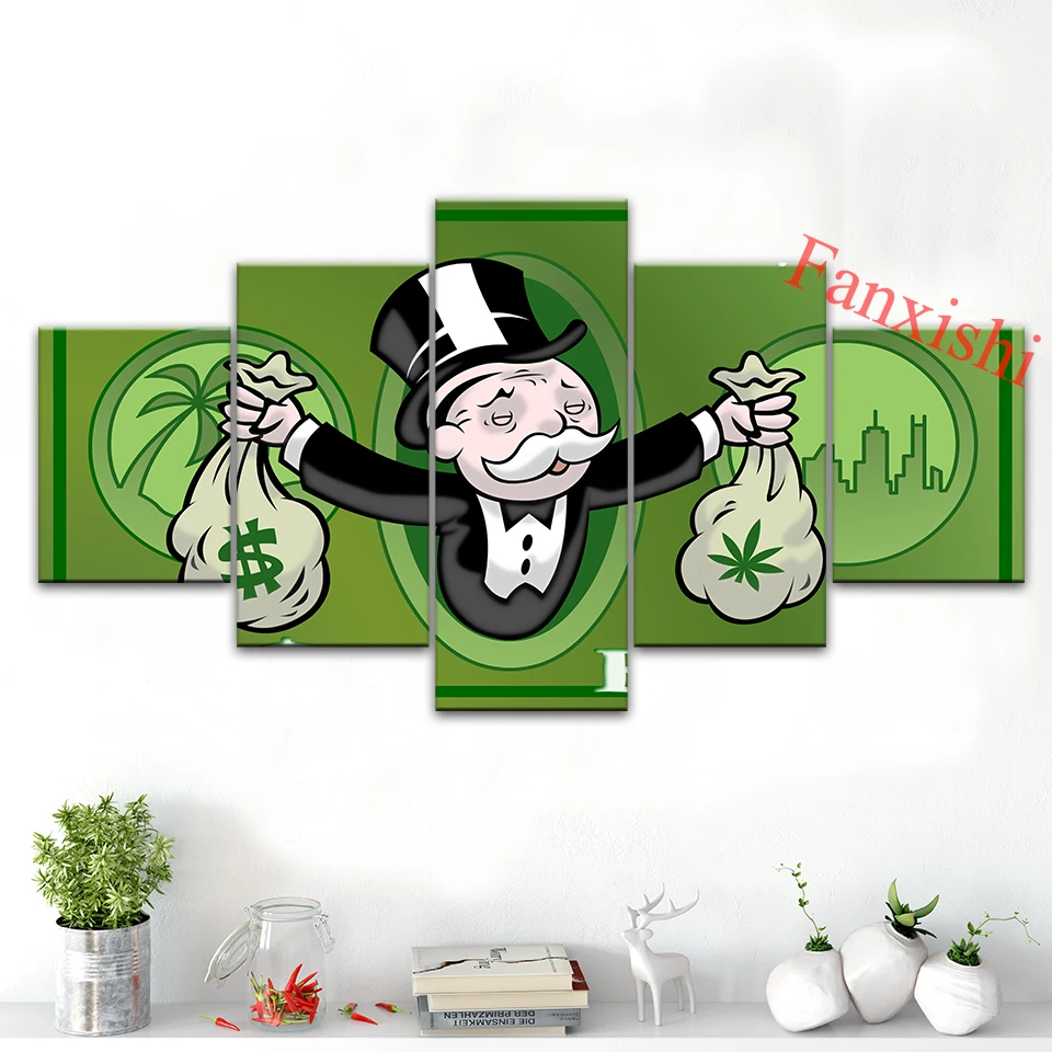 

5 Panel Alec Monopolying Poster Purse Painting Posters Wall Art Prints Canvas Modern Modular Pictures For Living Room Home Decor