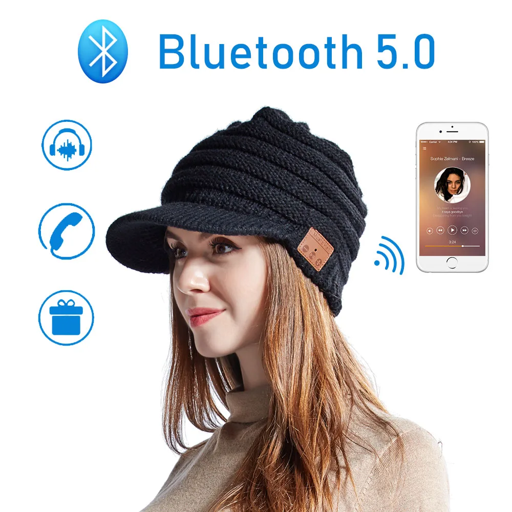 

2022 Wireless Headphone With Microphone Knit Earphone Winter Warm Music Bluetooth Hat Headsets For Outdoor Sport Bicycle Travel