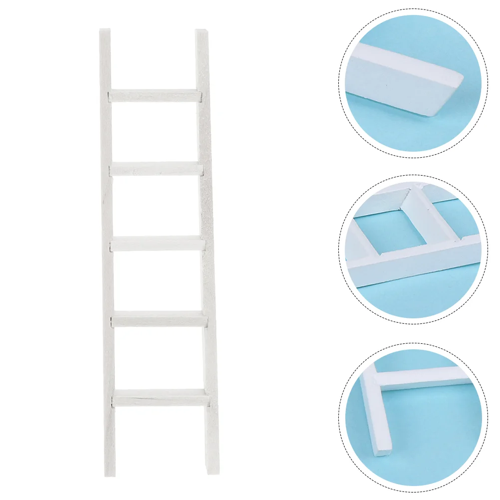 

2 Pcs Decorations Small Wooden Ladder Toys Furnishings Furniture Model