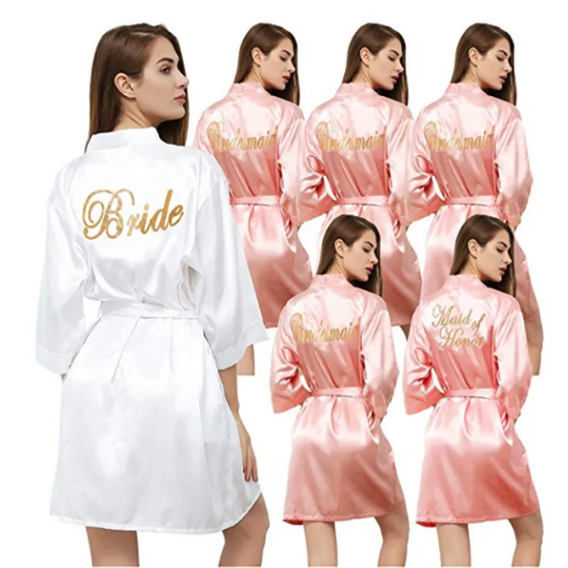 S-2XL команда пижамы невесты халат подарок подружки свадебные украшения для душа с