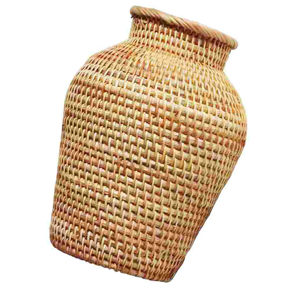 

Rattan Woven Vase Decorative Vase Rustic Dried Flower Vase Flower Container Vase Table Centerpiece Farmhouse Decoration 9X9X21CM