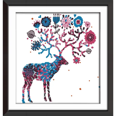 Soulgift News Набор для вышивки крестом "Лось", ткань Aida, нитки DMC