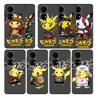 celular pokemon pikachu cartoon case cover for huawei p20 pro nova 5t 9 se p30 p40 lite p50 8i y6 p smart z y7 black trend