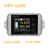 juntek vat1200 wireless voltage current meter 100v 200a car battery monitoring 12v 24v 48v battery coulomb counter va meter