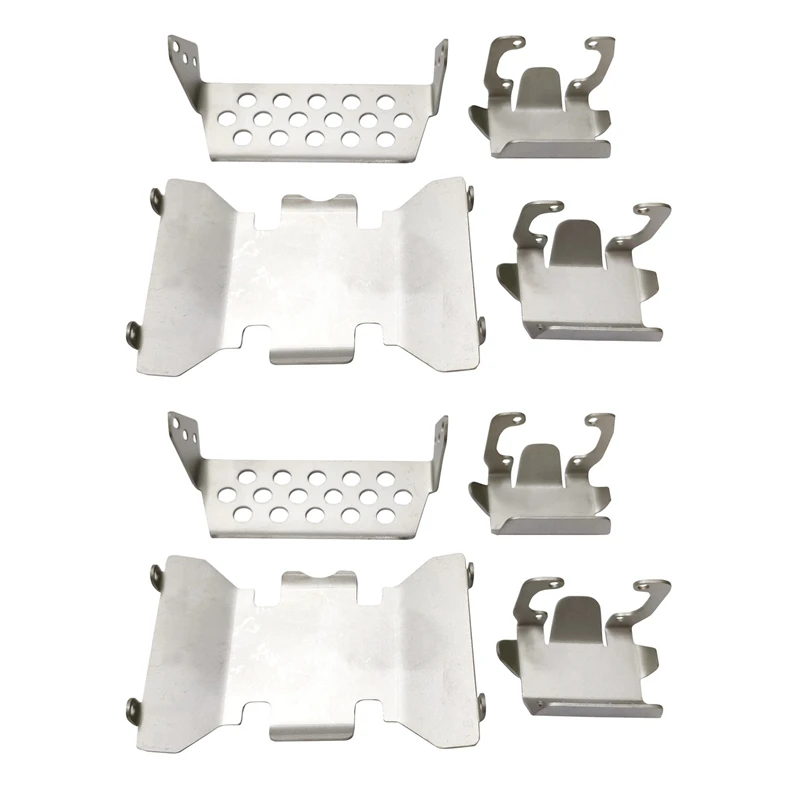 

2X Stainless Steel Front Bumper Lower + Axle + Gearbox Mount Protection Skid Plate Set For AXIAL SCX10 II 90046 90047