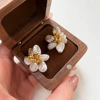 2022 ins korean flower pearl earrings for women and girls fashion sweet jewelry retro gift