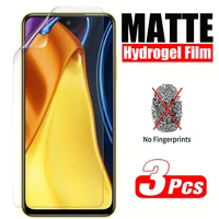 3pcs full cover matte hydrogel film for poco x3 m3 f2 pro f3 frosted screen protectors for redmi note 11 10 9 8 pro 9s 9t 8t