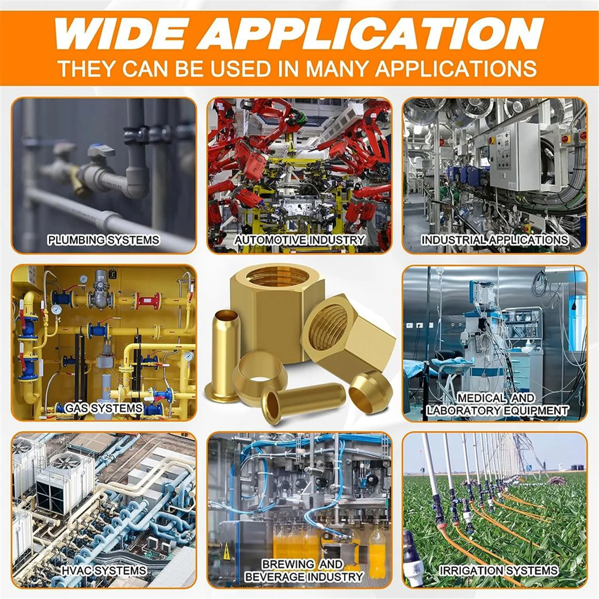 Ассортимент компрессионных фитингов из 180 шт. (1/4 дюйма 3/8 5/16 1/2 дюйма) латунного