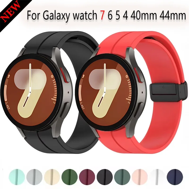 Силиконовый ремешок для часов Samaung Galaxy watch 7 6 5 4 40 мм 44 Classic 47 46 Ремешок с магнитной