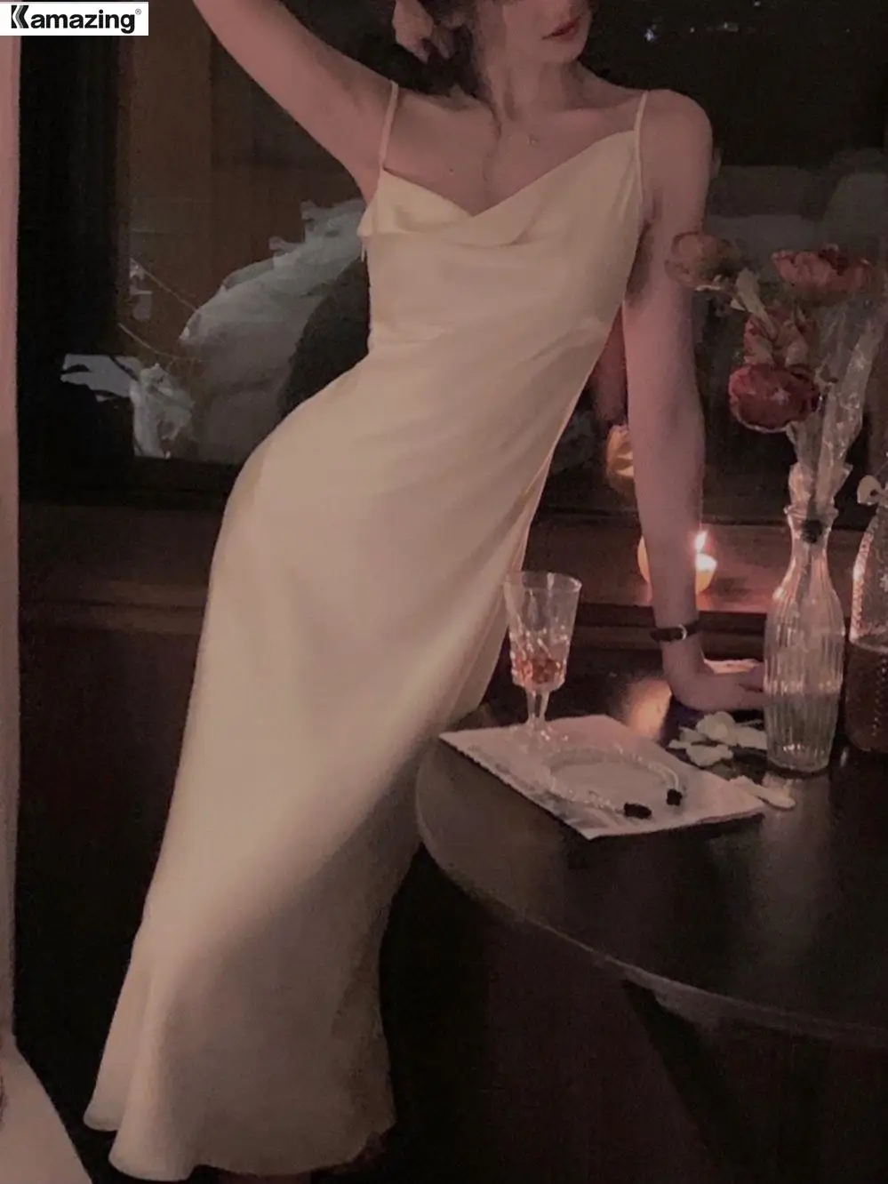 

Women Sexy Prom Evening Elegant Summer Spaghetti Strap Midi Dress Bodycon Party Birthday Club Fashion Clothing