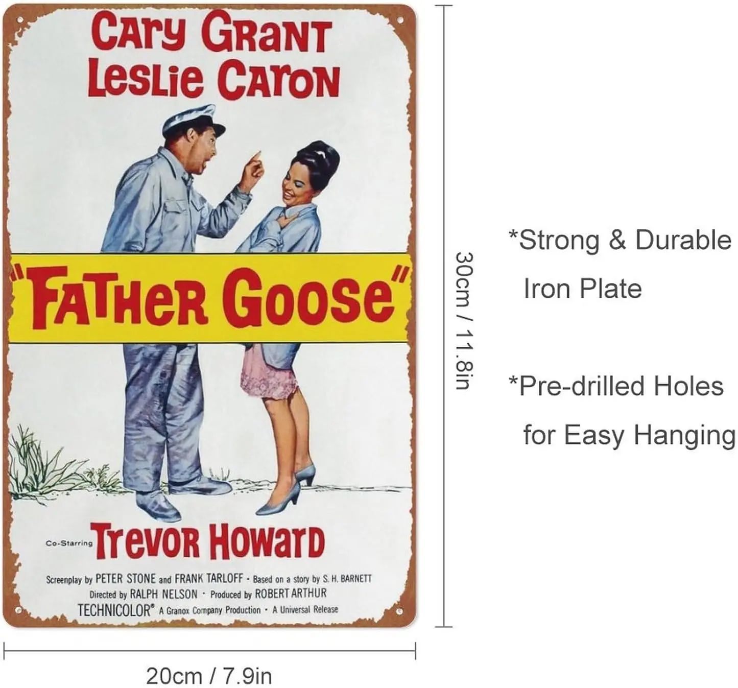 Фитер Гусь ( # 1 из 2) 1964 Vntge Metl Tn Sgn 12 x 8 nches Плакат Move