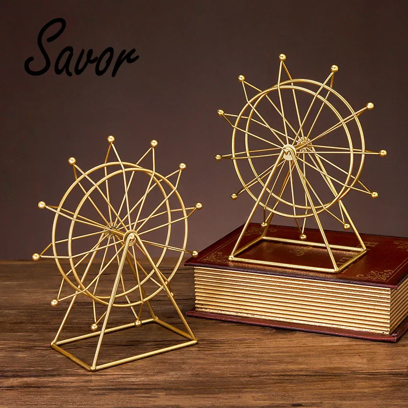 

3D Metal Ferris Wheel Architecture Home Living Room Wine Cabinet Decorative Ornaments Building Model Ferris Wheel Adult Gifts
