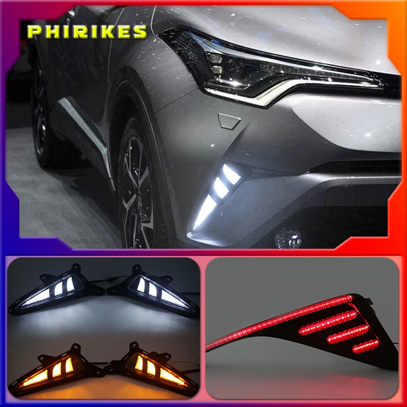 1Set LED DRL For Toyota C-HR CHR 2016 2017 2018 2019 Daytime Running Light Rear Tail bumper Fog Lamp Brake light Warning light
