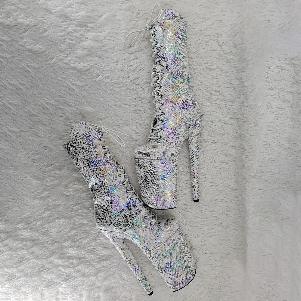 Leecabe  23CM/9inches glitter upper sexy exotic dance shoes for lady High Heel platform Boots Pole Dance boots