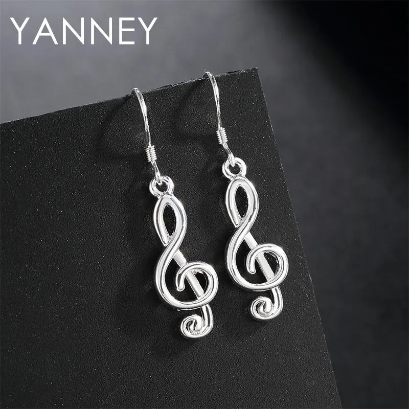 

925 Sterling Silver Earrings Fine 38MM Note Earrings For Women Fashion Jewelry Couple Anniversary Gift Accessories