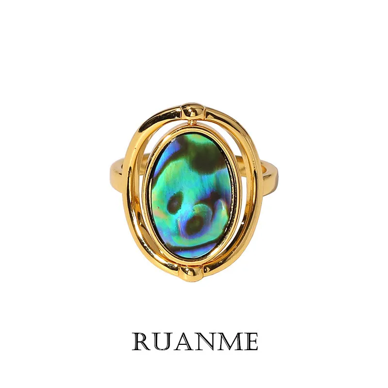 

Fashion in Europe and America To Restore Ancient Ways Can Rotate Acrylic Abalone Stripes Middle Finger Ring