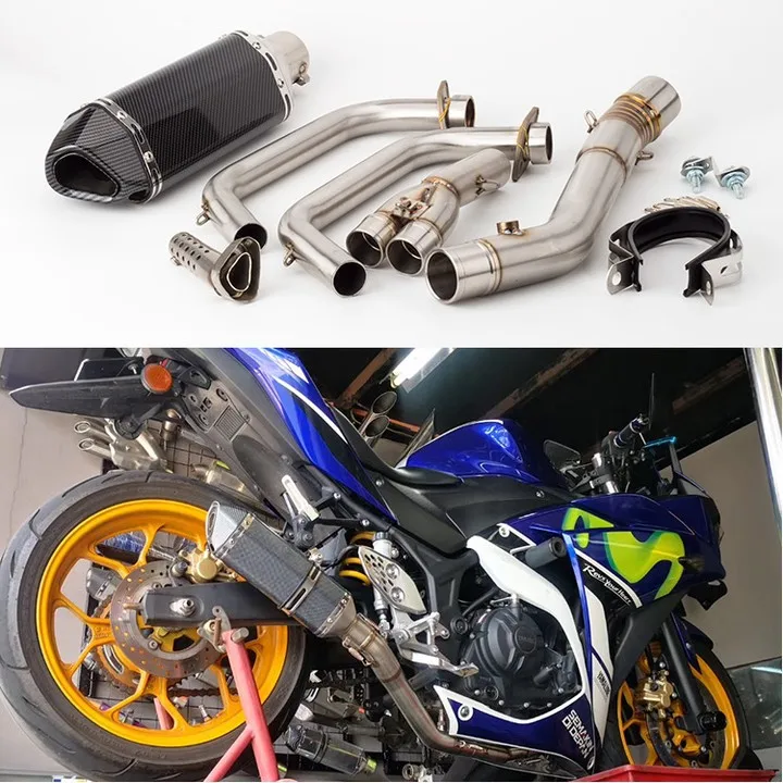 

MT-03 MT03 Motorcycle Exhaust Muffler Pipe Middle Link Pipe Escape FOR YAMAHA YZF-R3 R3 R25 R30 2015 2016 Slip OnExhaust