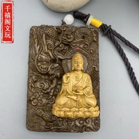 chinese zodiac buddha pendant amitabha buddha men women carry peace amulet necklace pendant waist wood carving ornaments
