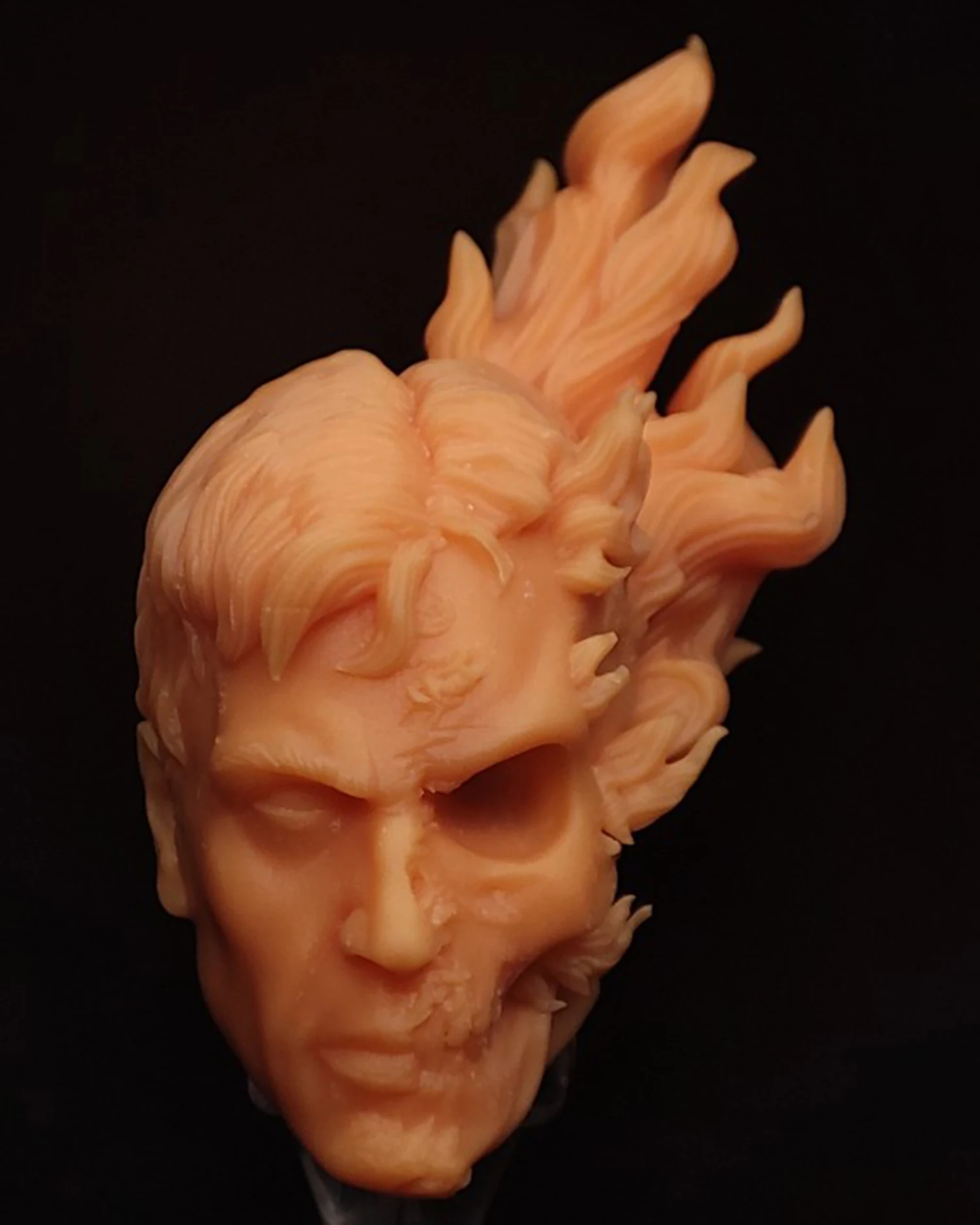 

ML Size Unpainted Burning Ghost Rider Head Carved Sculpt 1/12 Scale Model Toys Fit 6'' Action Figure