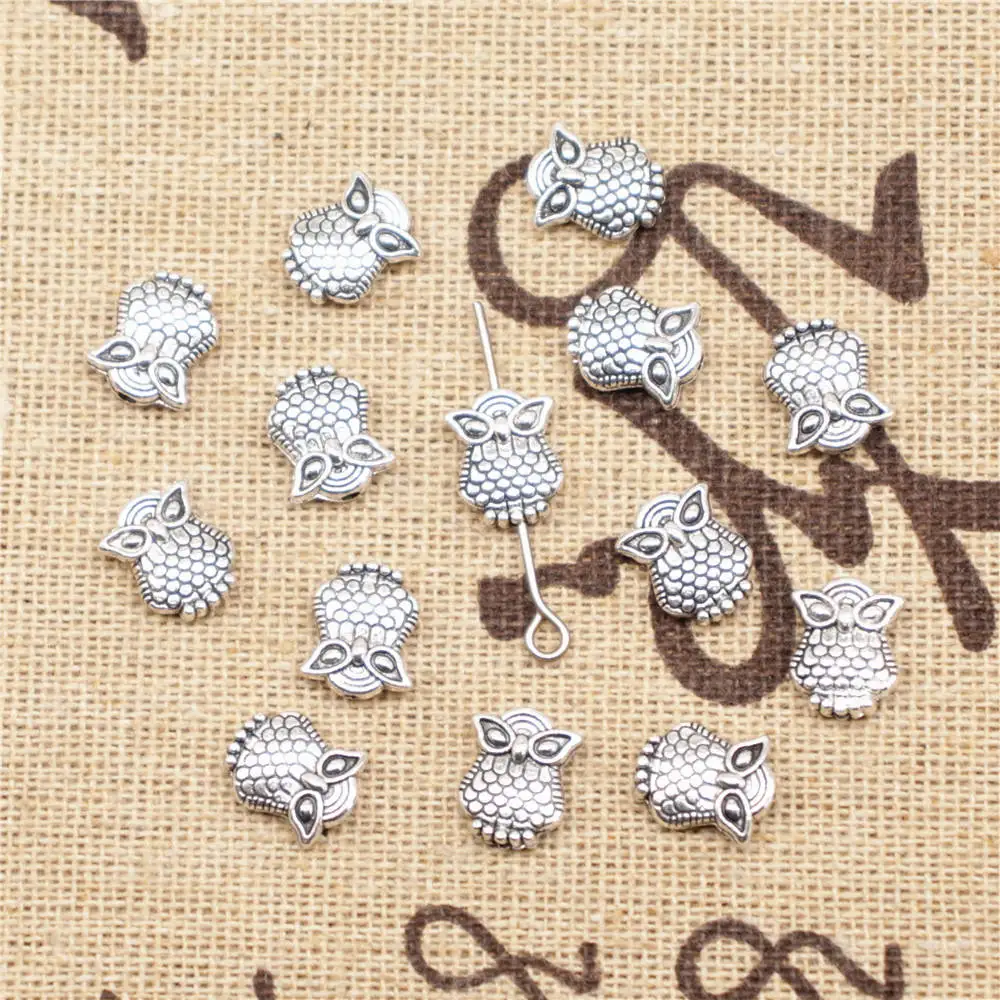 

Owl Small Hole Beads For Jewelry Woman Accessori 8X10mm Antique Silver Color 30 Pieces