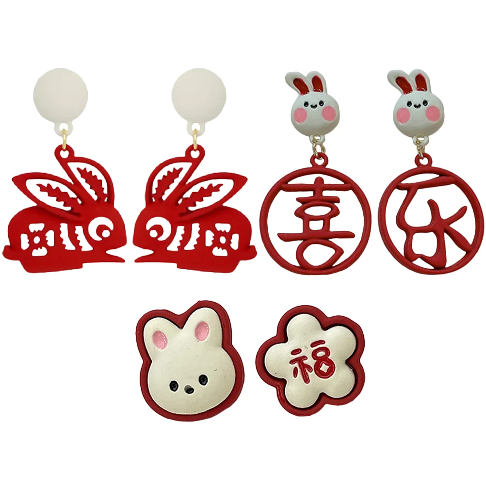 

Earrings Chinese Year Ear Rabbit Jewelry New Bunny Dangle Gifts Thewrap Studs Stud Fairy Drop Cuff Party Cute Sensitive Cartoon