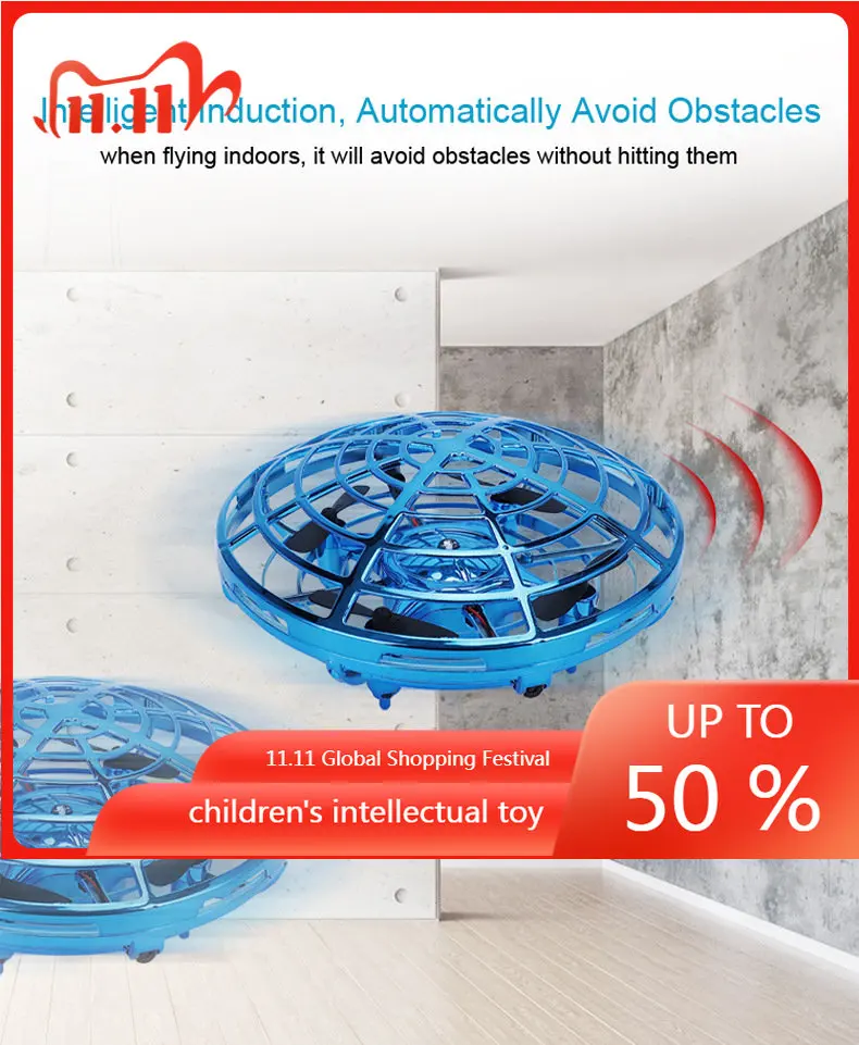 

2022 Hot New UFO Gesture Sensor Aircraft Intelligent Suspension UAV Toy Mini Four Axis Flash Fly Disc Kid's Gift Outdoor Toys