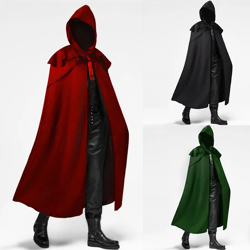 

New Halloween Party Medieval Multicolor Cape Gothic Long Hooded Cape