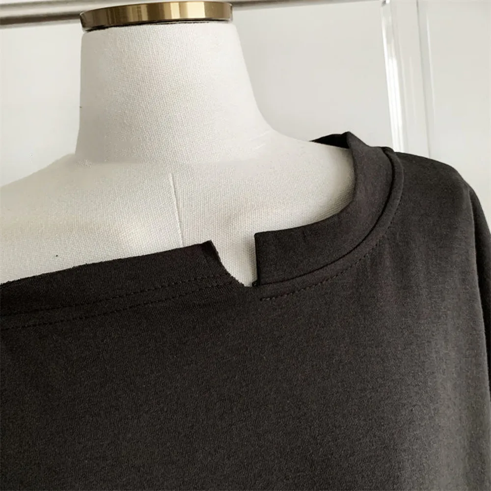 Women Vintage Print T-shirt Fairy Grunge 2021 New Autumn Long Sleeved Cool Girl Rock Strapless Tees Loose Harajuku Tops