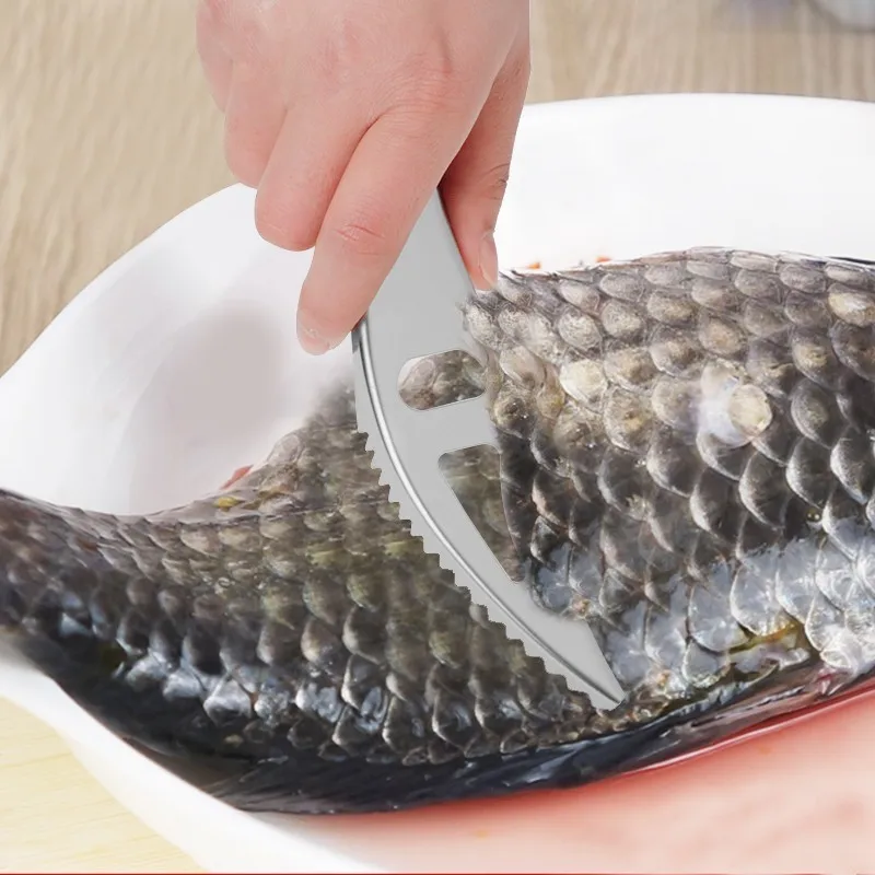 

Kitchen Stainless Steel Fish Cleaning Knife Seafood Scales Scraper Manual Scaler Planer Brush Scraping Tools Remover