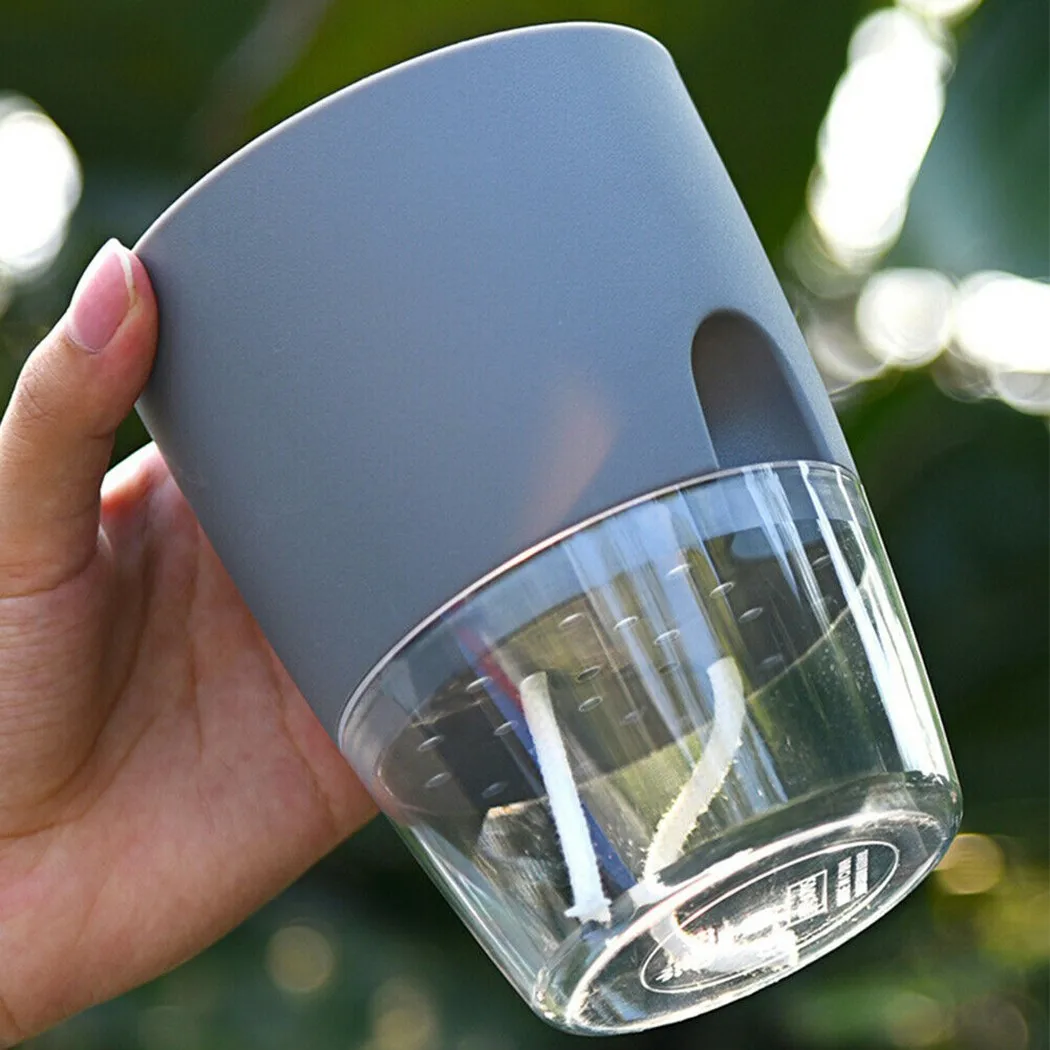 

Durable New Practical Plant Pots Grey White 1 Pc Breathable Decor Flower Pot Garden Home Outdoor Self-watering