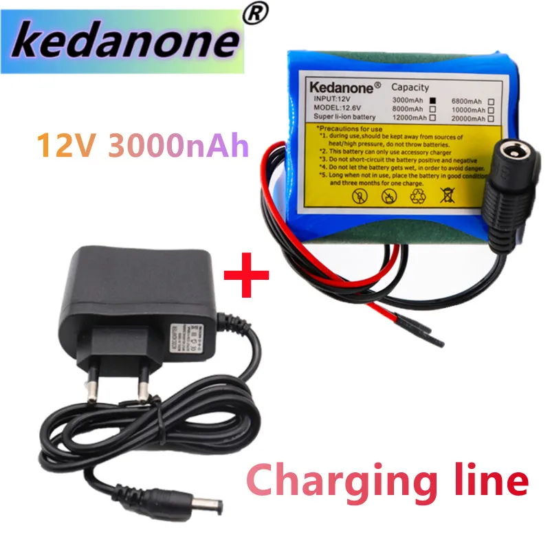 

Kedanone 12V 3000 Mah 3S 1P Li-Ion Batterij 18650 Lithium Oplaadbare Batterij Bescherming Plaat Oplaadbare 1A Batterij lader