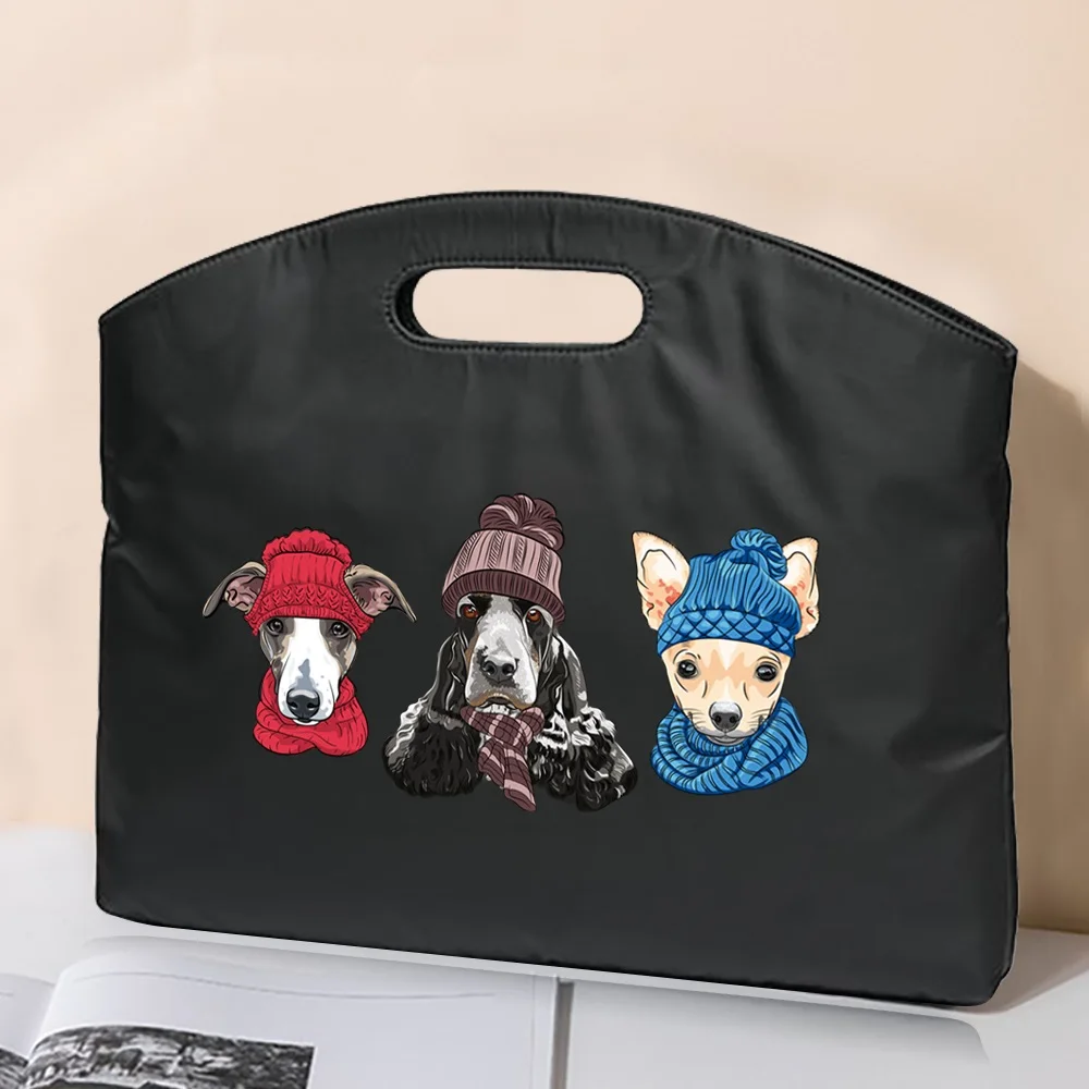 Fashion Briefcase Cute Dog Print Handbag Business Office Conference Bag Unisex Laptop Case Sleeve Organizer Document Clutches