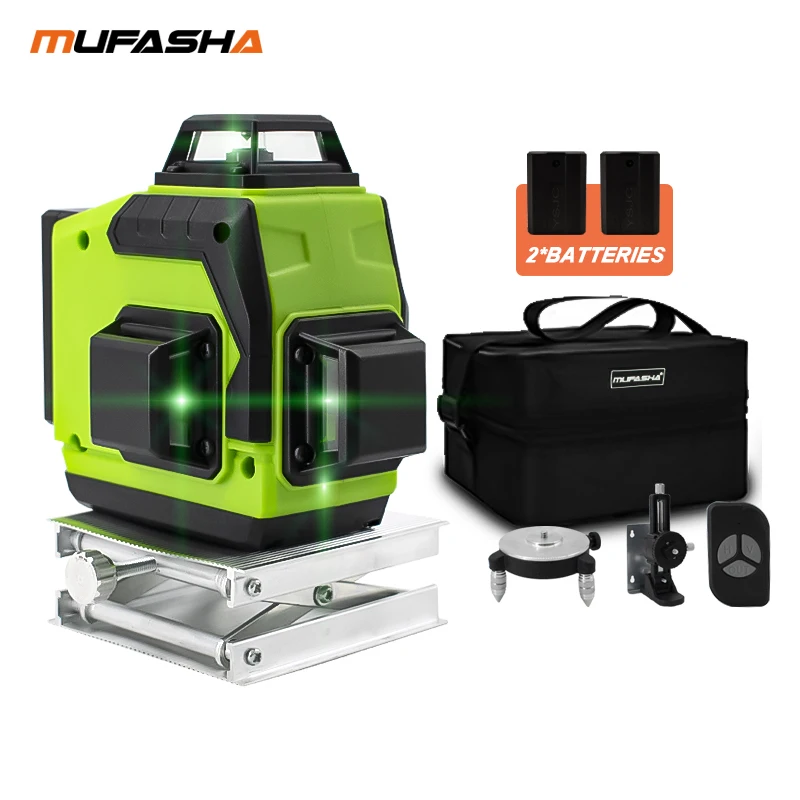 

MUFASHA Laser Level Green 12&16 Lines Outdoor Working Can Adapted Receiver Lithium Battery 12&16 Lines