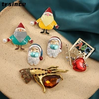 lovely santa brooch female retro design cute corsage pin women christmas gifts suit dress accessories